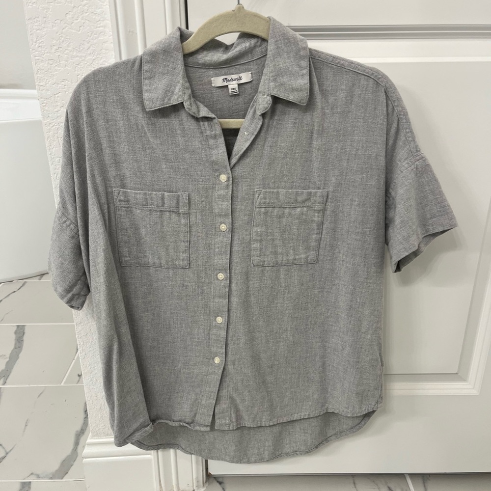 Grey short sleeved Button Down